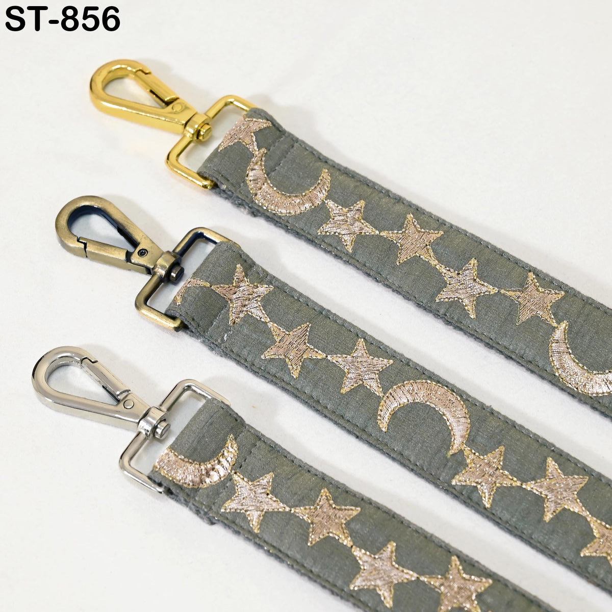 Embroidered Crossbody Strap Purses, Bags, Guitar Handbags and Embroidery Replacement Strap Gift for Friend, Grey Gold