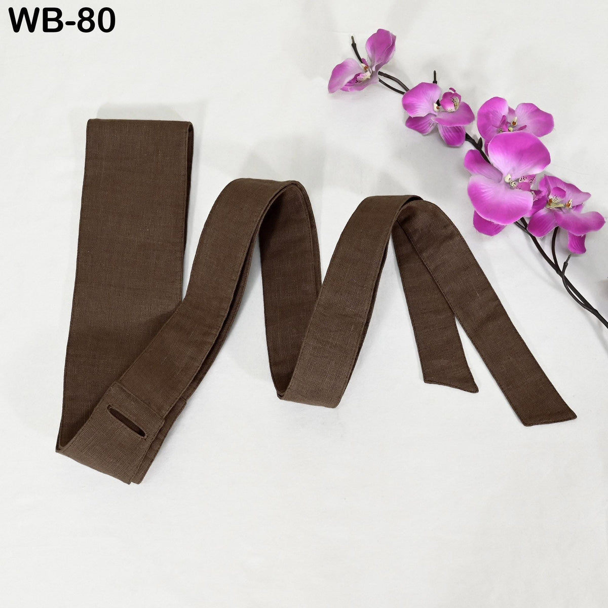 Brown Linen Obi Wrap Sash Belt: Adjustable Bohemian Ethnic Waist Accessory