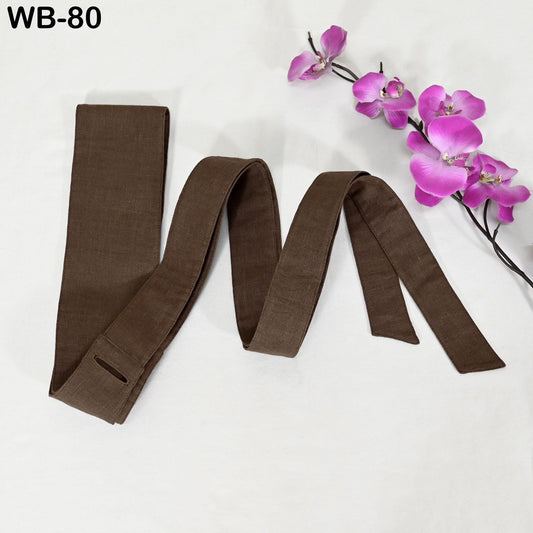 Brown Linen Obi Wrap Sash Belt: Adjustable Bohemian Ethnic Waist Accessory