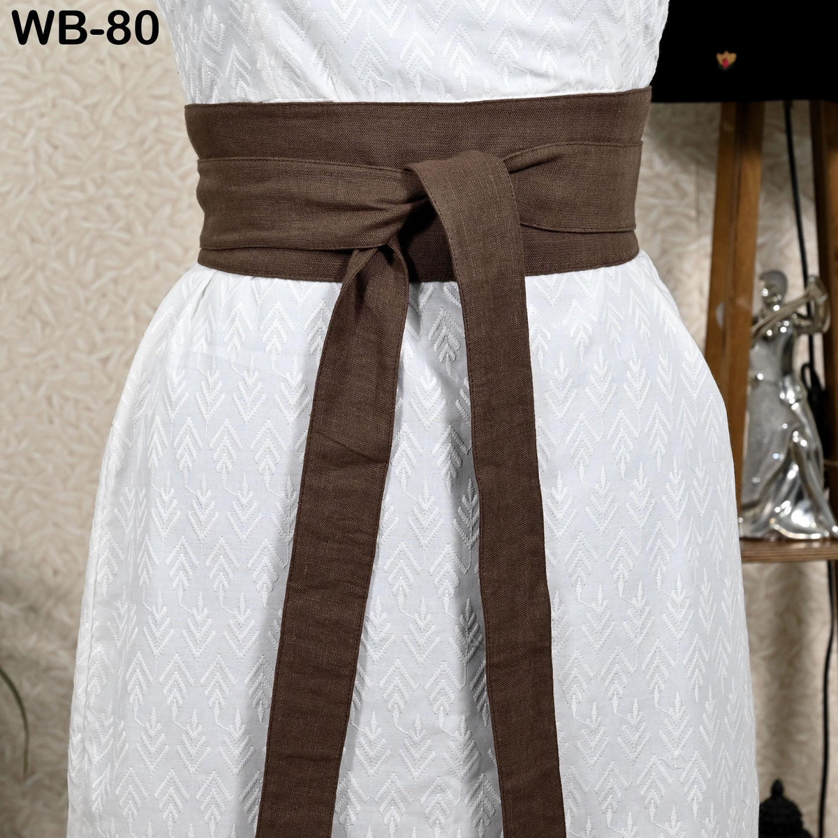 Brown Linen Obi Wrap Sash Belt: Adjustable Bohemian Ethnic Waist Accessory