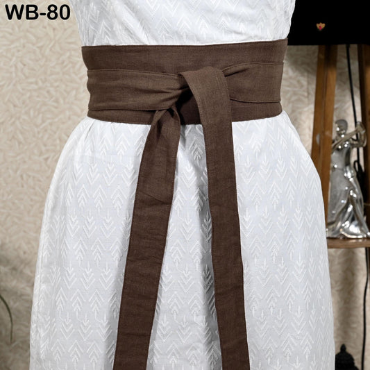 Brown Linen Obi Wrap Sash Belt: Adjustable Bohemian Ethnic Waist Accessory