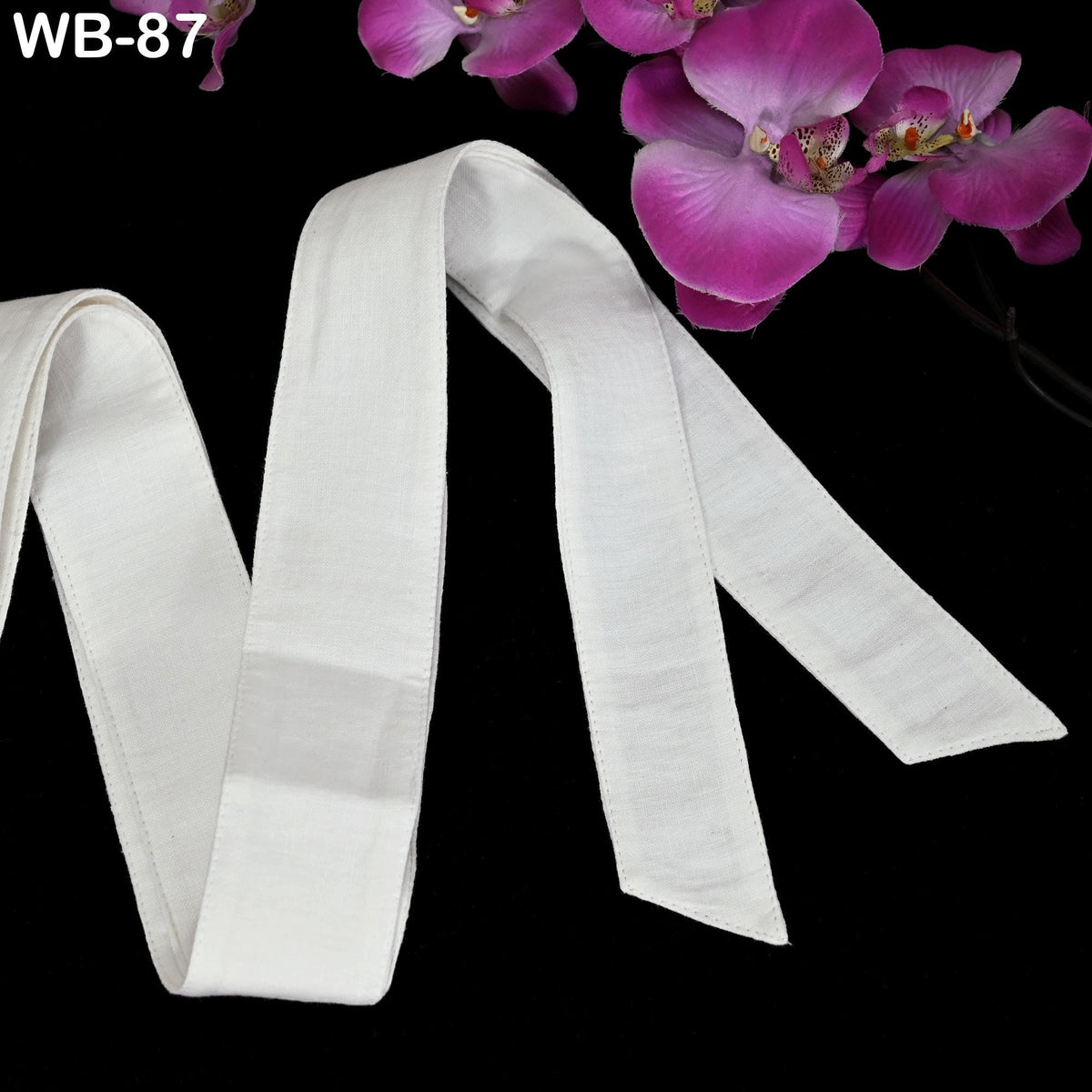 Ivory Linen Belt, Obi Wrap Sash, Adjustable Handmade, Fully Lined, Side Slit, Customizable, 260cm Long, Fits S-XL