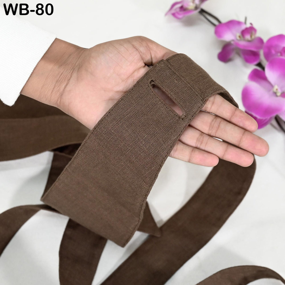 Brown Linen Obi Wrap Sash Belt: Adjustable Bohemian Ethnic Waist Accessory