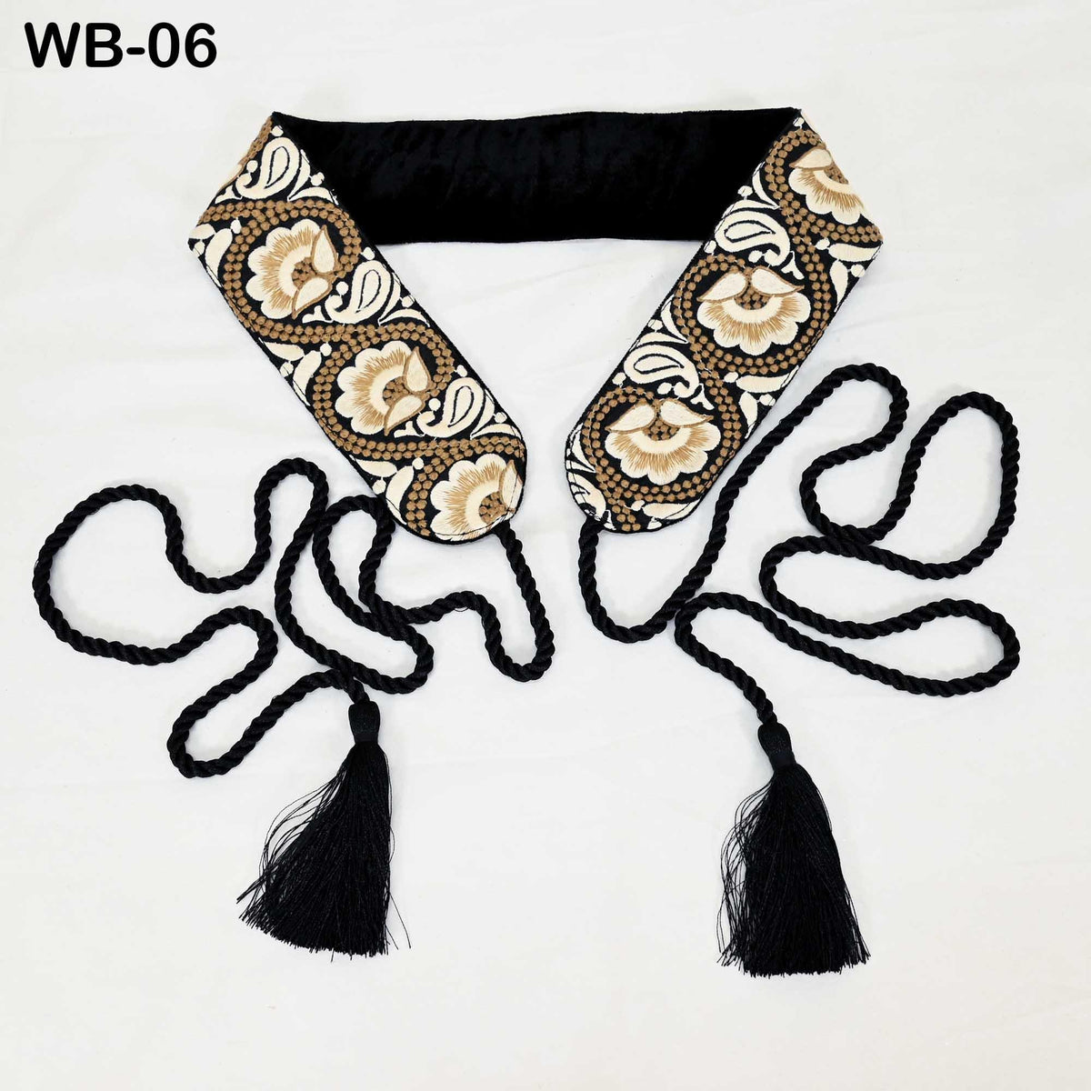 Reversible Embroidered Obi Belt Wrap Women Sash Belt Adjustable Bohemian Ethnic Customized Summer Wedding Dress Gift Sister Black Ivory