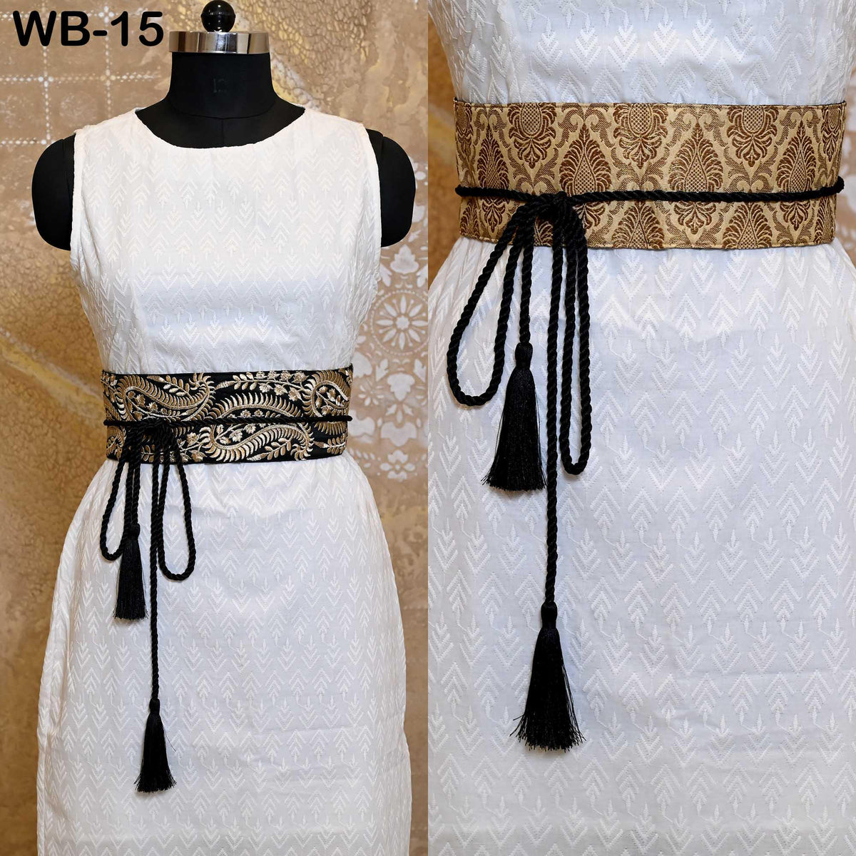 Reversible Embroidered Velvet Sash Belt: Boho Ethnic Wedding Dress Accessory (Customizable)