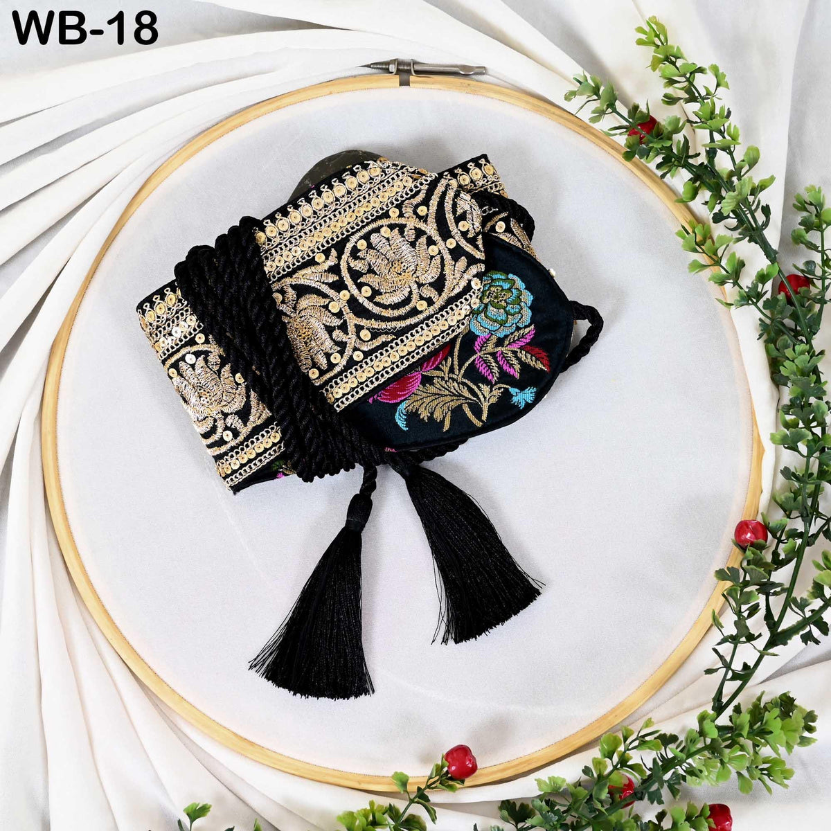 Reversible Embroidered Velvet | Brocade Sash Belt: Bohemian Wedding Dress Accessory (Customizable)