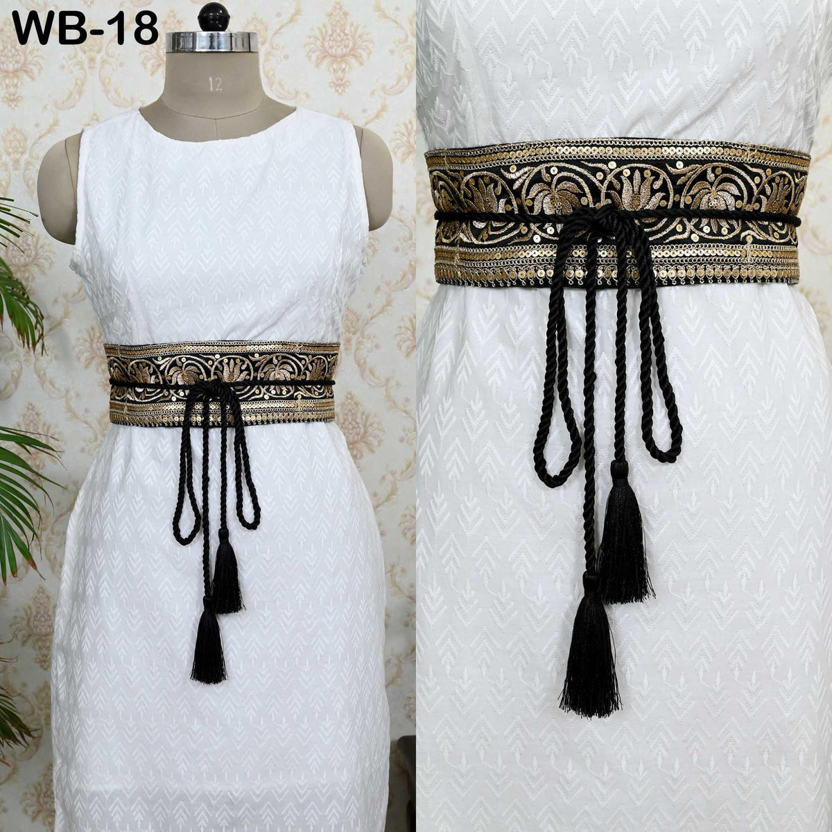 Reversible Embroidered Velvet | Brocade Sash Belt: Bohemian Wedding Dress Accessory (Customizable)