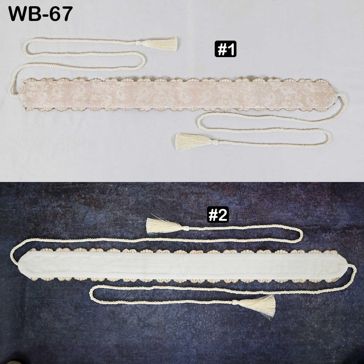 Ivory Gold Embroidery Sash Belt: Reversible Velvet, Brocade Boho Wedding Accessory (Customizable)
