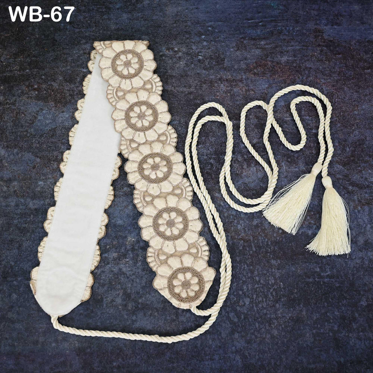 Ivory Gold Embroidery Sash Belt: Reversible Velvet, Brocade Boho Wedding Accessory (Customizable)