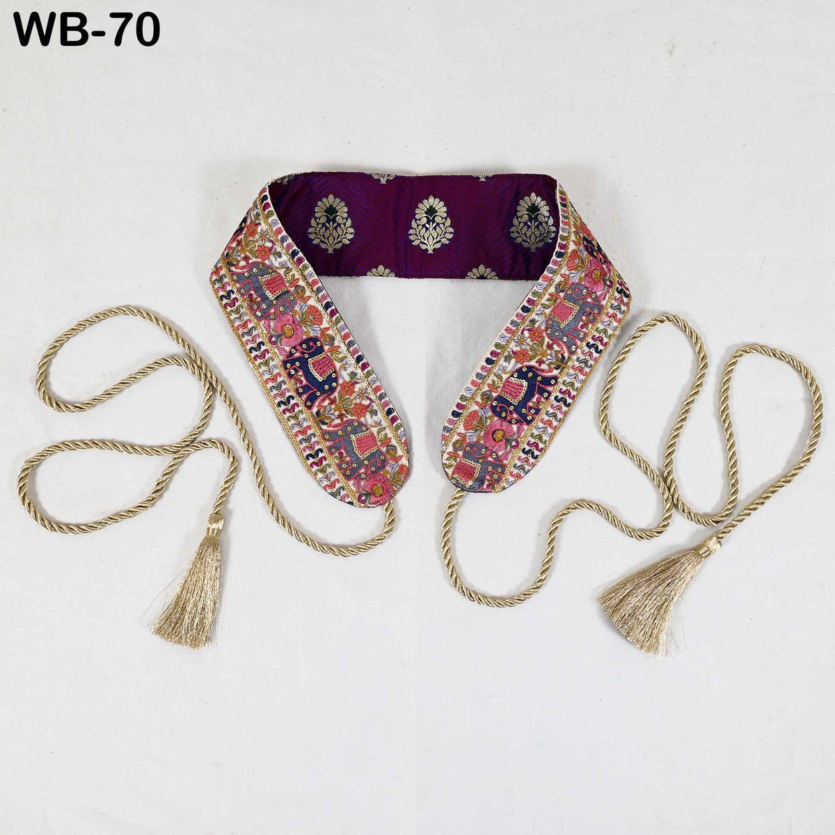 Embroidered Elephant Reversible Belt: Bohemian Ethnic Sash for Dresses (Customizable)