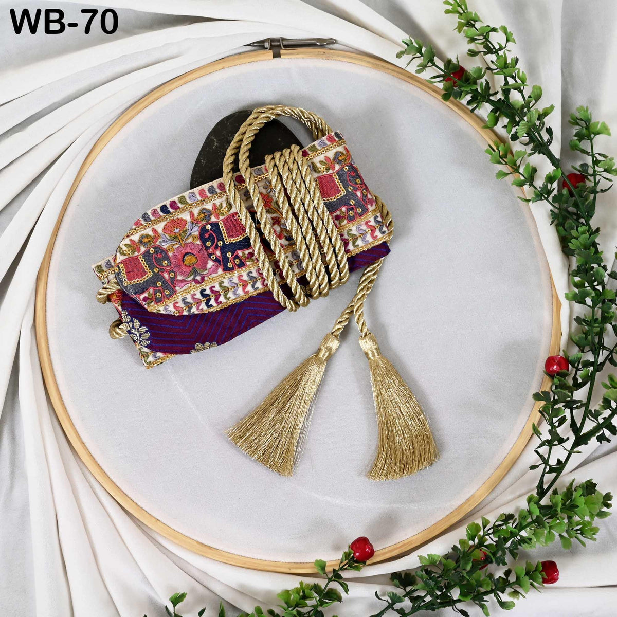 Embroidered Elephant Reversible Belt: Bohemian Ethnic Sash for Dresses (Customizable)
