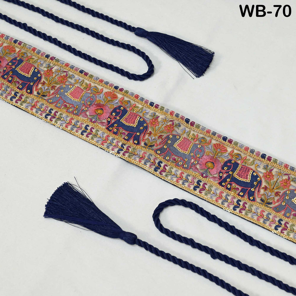 Embroidered Elephant Reversible Belt: Bohemian Ethnic Sash for Dresses (Customizable)