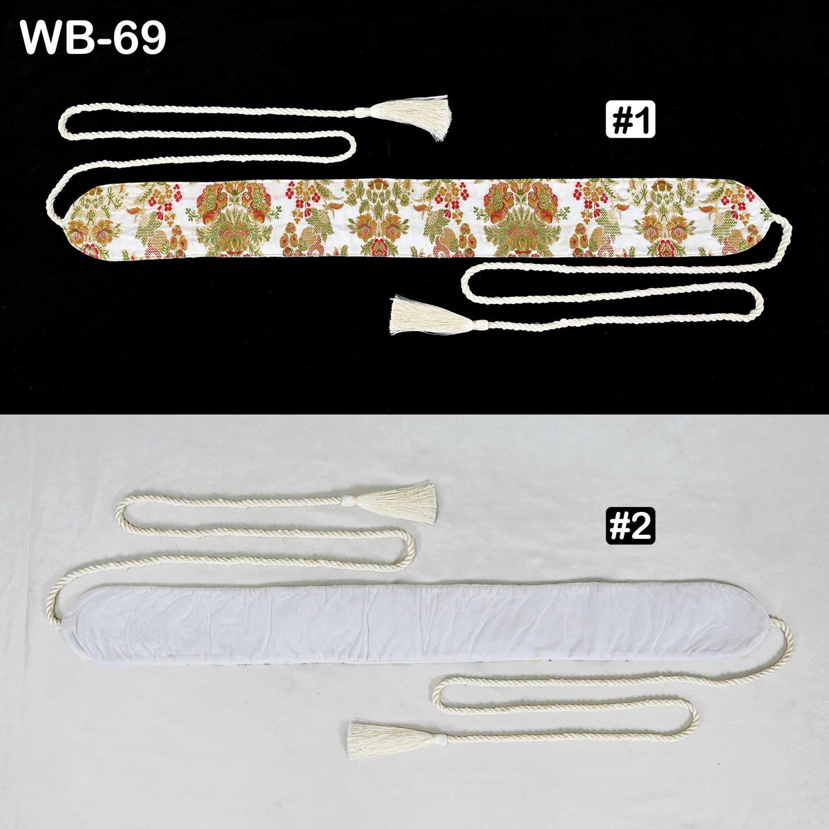 Reversible Embroidered Obi Belt: Bohemian Ethnic Sash with Tassels – Customizable Summer Wedding Accessory