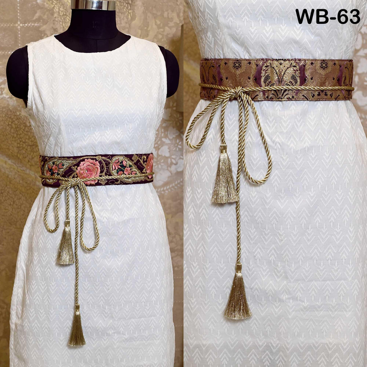 Reversible Embroidery Sash Belt: Bohemian Wedding Dress Accessory (Customizable)