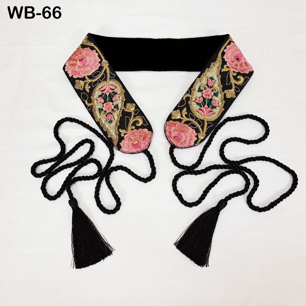 Embroidered Belt, Boho Reversible Sash - Wine Floral Brocade, Velvet Back | Adjustable S/M-XL, Tassel Ties