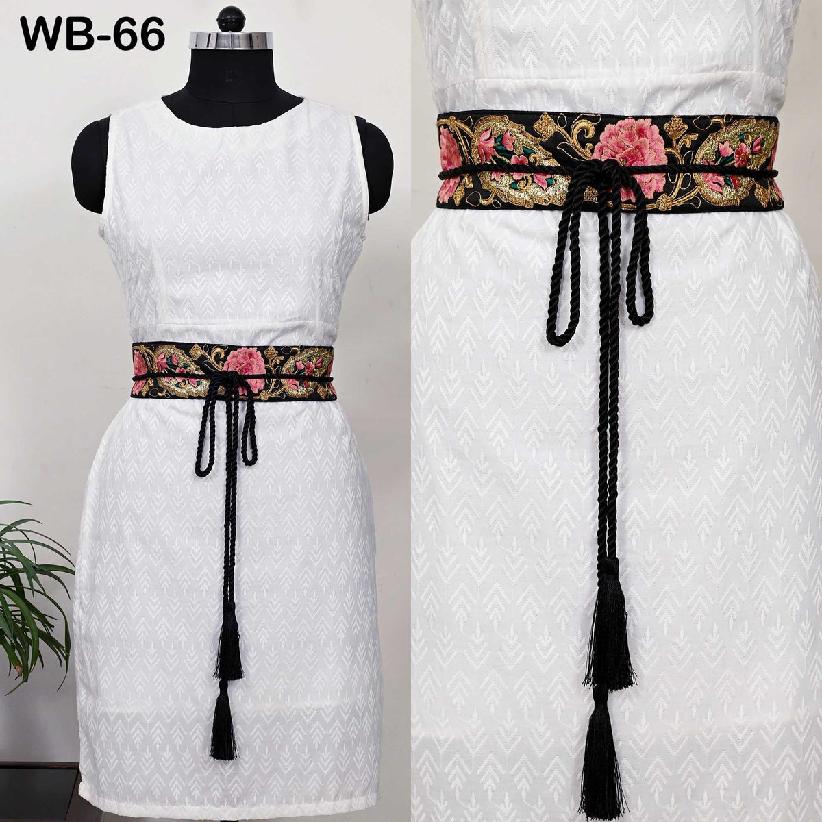 Embroidered Belt, Boho Reversible Sash - Wine Floral Brocade, Velvet Back | Adjustable S/M-XL, Tassel Ties