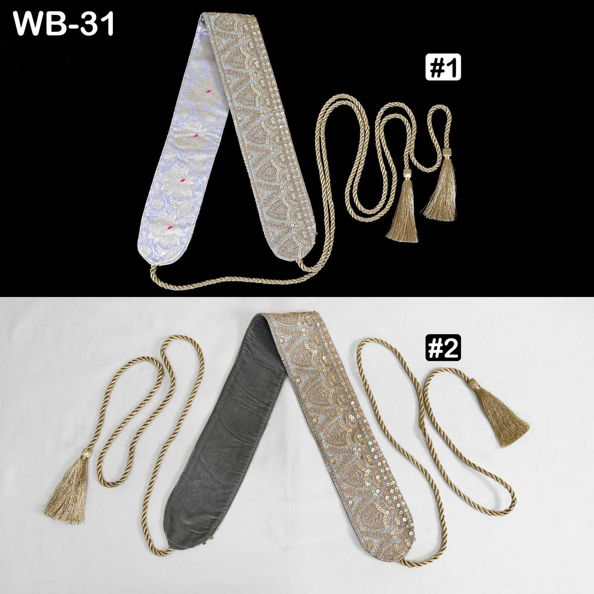 Reversible Embroidery Fabric Belt Gold Obi Wrap Women Sash Belt Adjustable Bohemian Ethnic Customized Summer Wedding Dress Gift Friend Grey