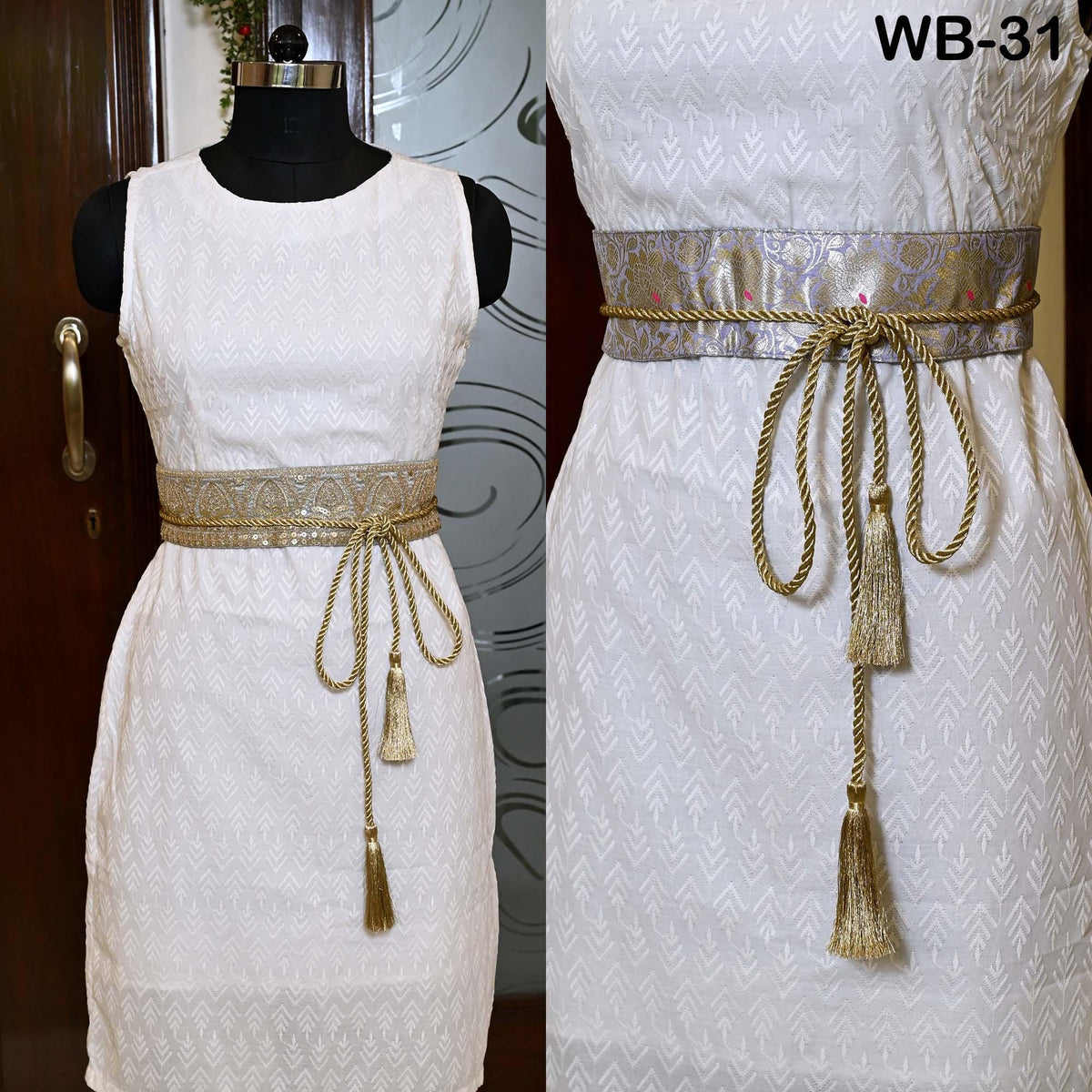 Reversible Embroidery Fabric Belt Gold Obi Wrap Women Sash Belt Adjustable Bohemian Ethnic Customized Summer Wedding Dress Gift Friend Grey