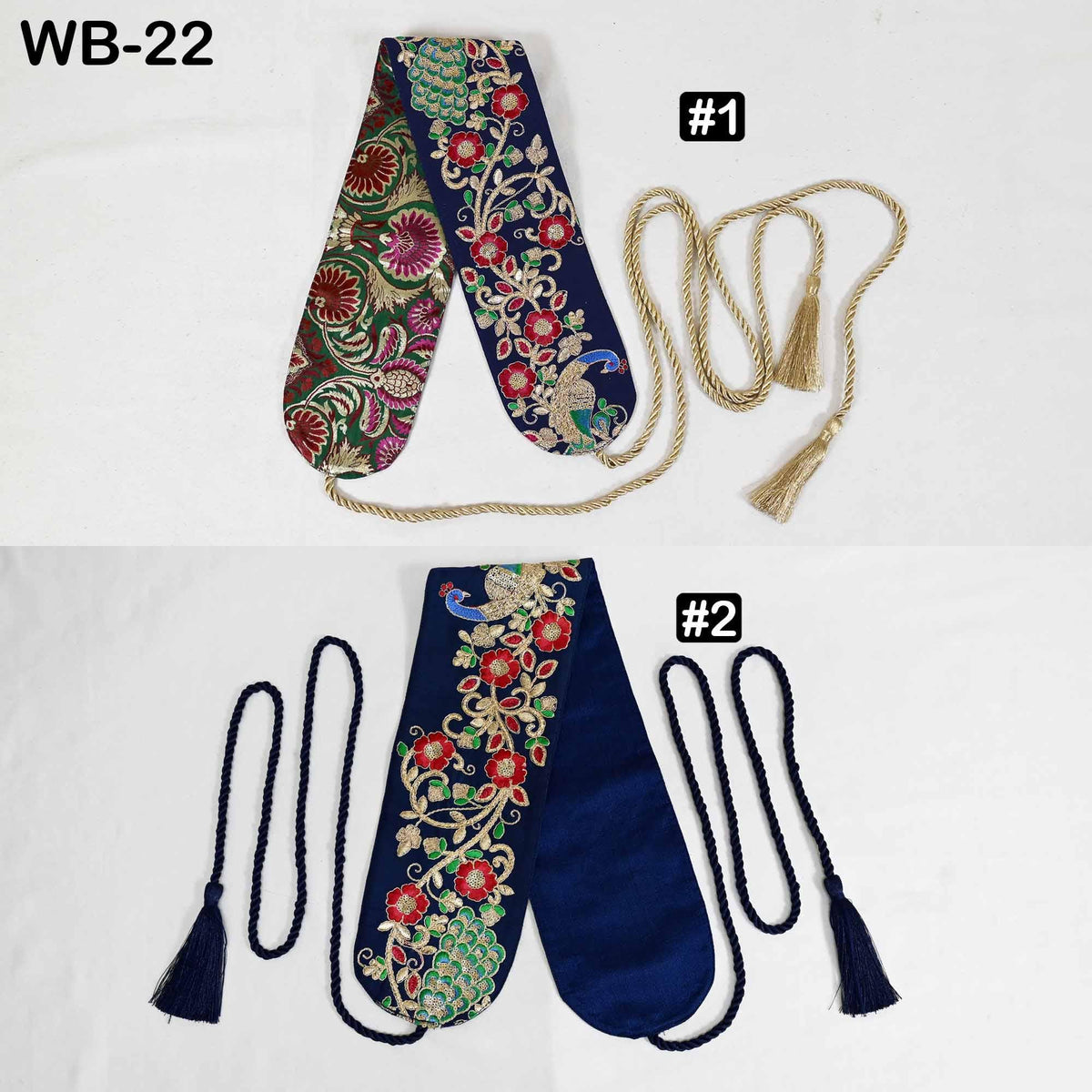 Reversible Embroidered Fabric Belt: Bohemian Ethnic Sash for Dresses (Customizable)