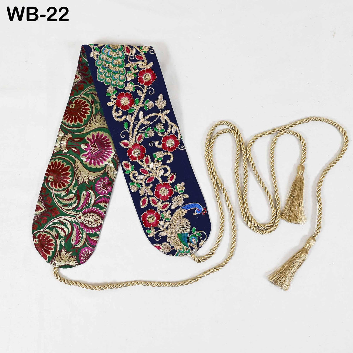 Reversible Embroidered Fabric Belt: Bohemian Ethnic Sash for Dresses (Customizable)