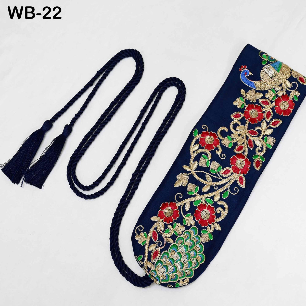 Reversible Embroidered Fabric Belt: Bohemian Ethnic Sash for Dresses (Customizable)