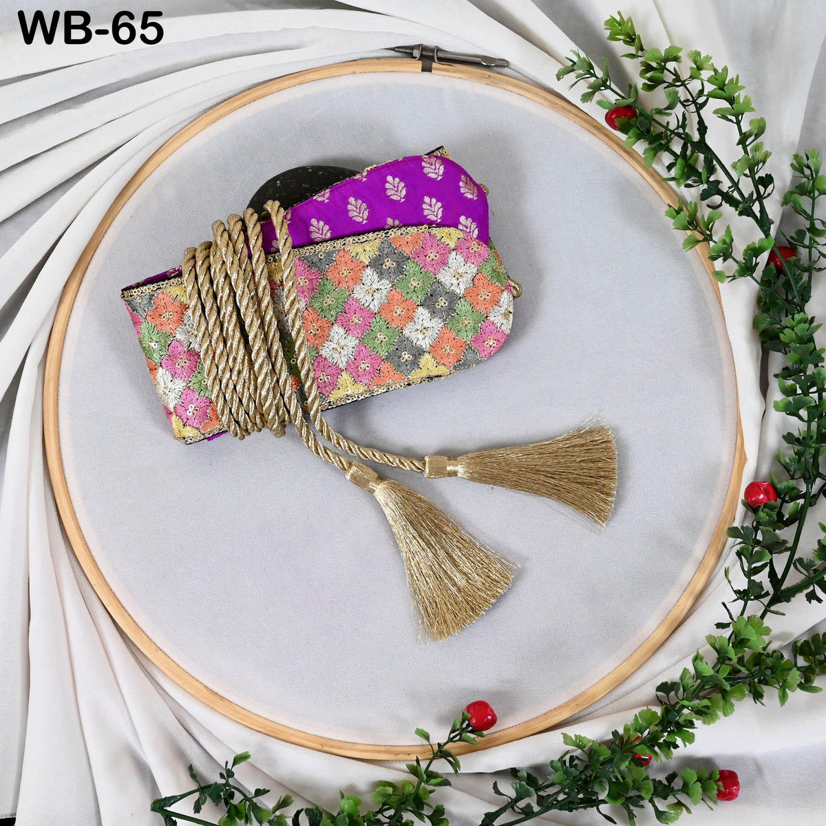 Reversible Embroidered Obi Belt: Multicolor Floral, Pink Velvet | Brocade Back, Adjustable Sash (Customizable)