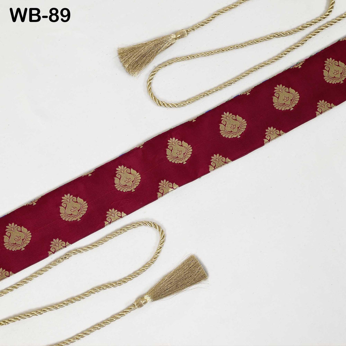Embroidered Belt, Boho Reversible Obi Wrap | Fabric With Mirrors, Maroon Brocade Reverse | S-XL Adjustable