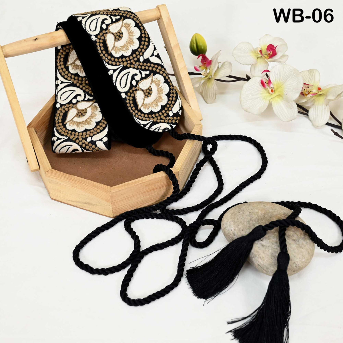 Reversible Embroidered Obi Belt Wrap Women Sash Belt Adjustable Bohemian Ethnic Customized Summer Wedding Dress Gift Sister Black Ivory