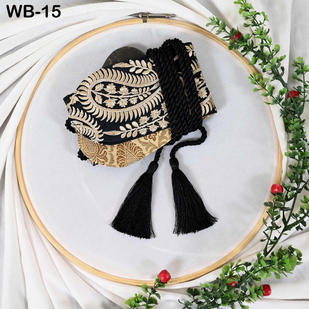 Reversible Embroidered Velvet Sash Belt: Boho Ethnic Wedding Dress Accessory (Customizable)