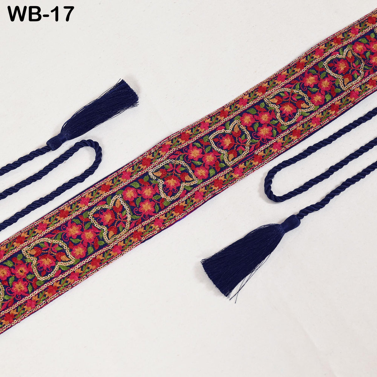 Reversible Embroidered Obi Belt, Navy Velvet and Brocade Sash, Bohemian Style
