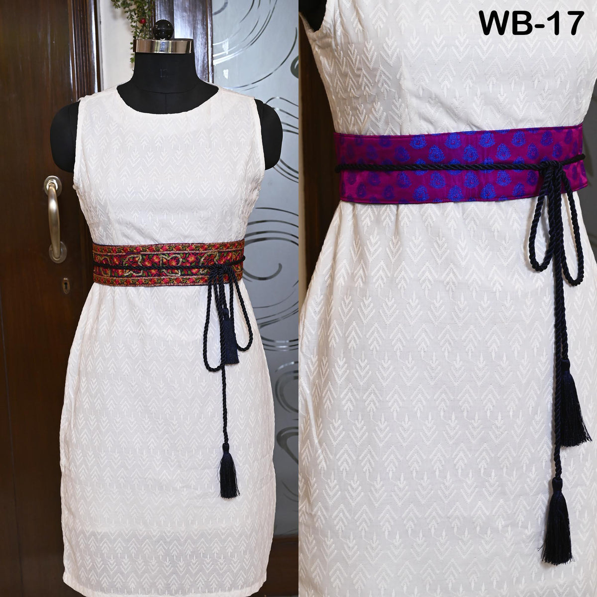 Reversible Embroidered Obi Belt, Navy Velvet and Brocade Sash, Bohemian Style