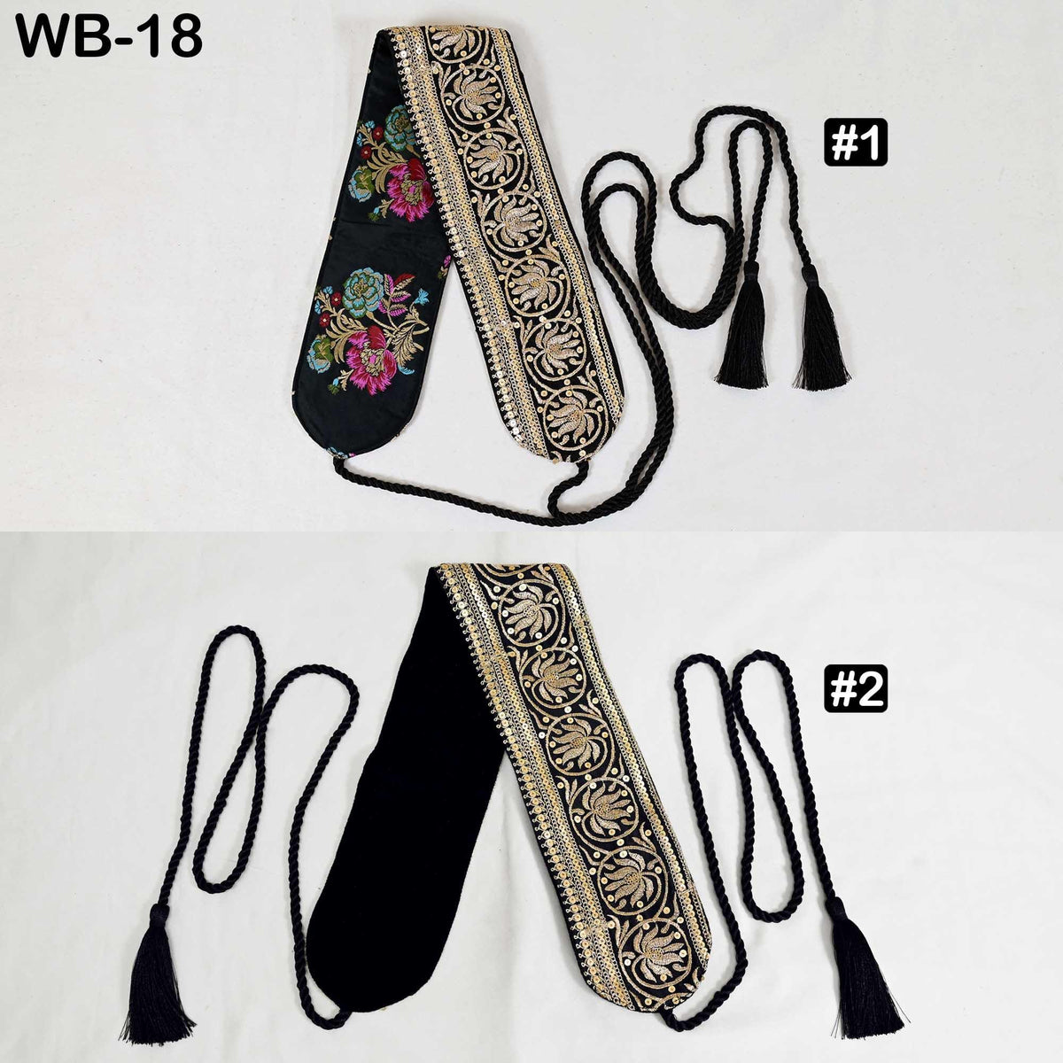 Reversible Embroidered Velvet | Brocade Sash Belt: Bohemian Wedding Dress Accessory (Customizable)