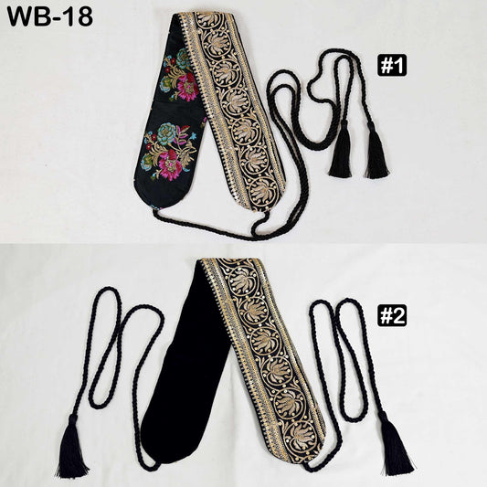 Reversible Embroidered Velvet | Brocade Sash Belt: Bohemian Wedding Dress Accessory (Customizable)