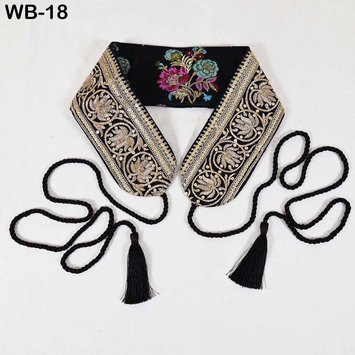 Reversible Embroidered Velvet | Brocade Sash Belt: Bohemian Wedding Dress Accessory (Customizable)