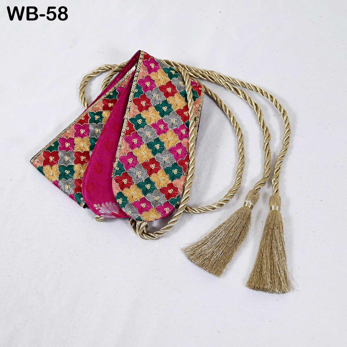 Obi Embroidery Belt, Multicolor Reversible Sash | Embroidered Fabric, Velvet Back | Adjustable, S-XL