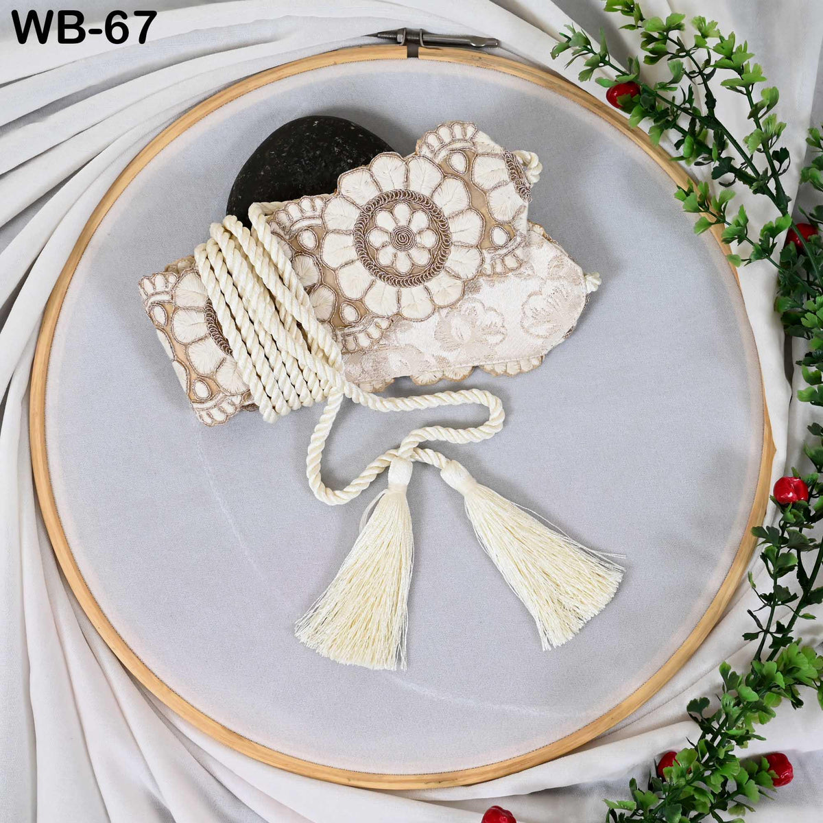 Ivory Gold Embroidery Sash Belt: Reversible Velvet, Brocade Boho Wedding Accessory (Customizable)