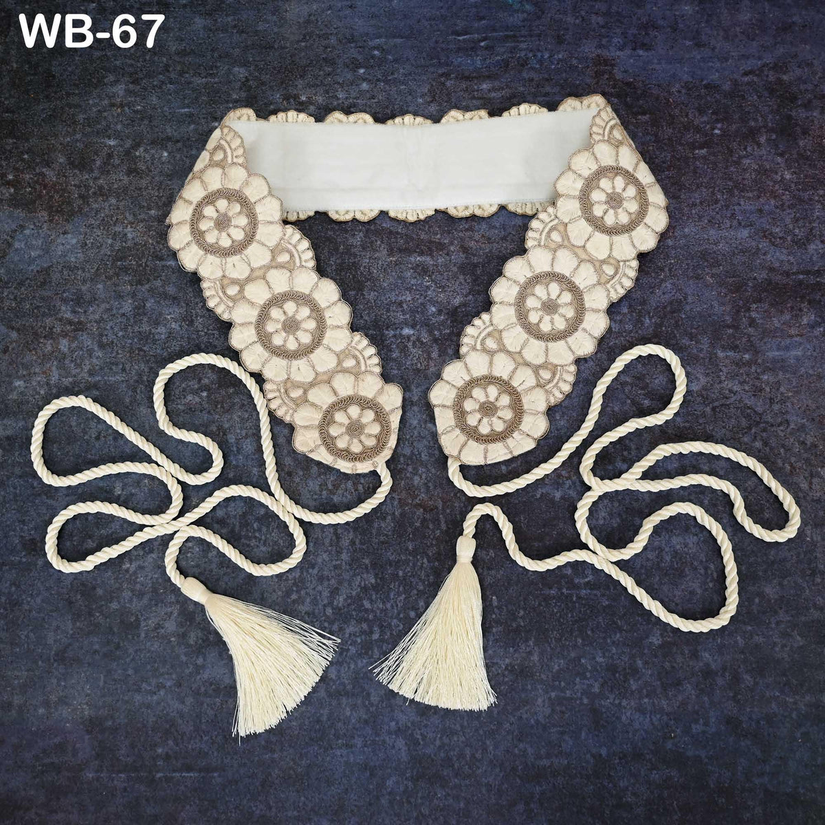 Ivory Gold Embroidery Sash Belt: Reversible Velvet, Brocade Boho Wedding Accessory (Customizable)