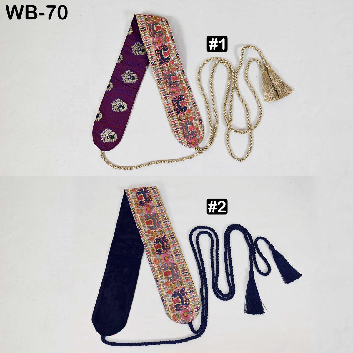 Embroidered Elephant Reversible Belt: Bohemian Ethnic Sash for Dresses (Customizable)