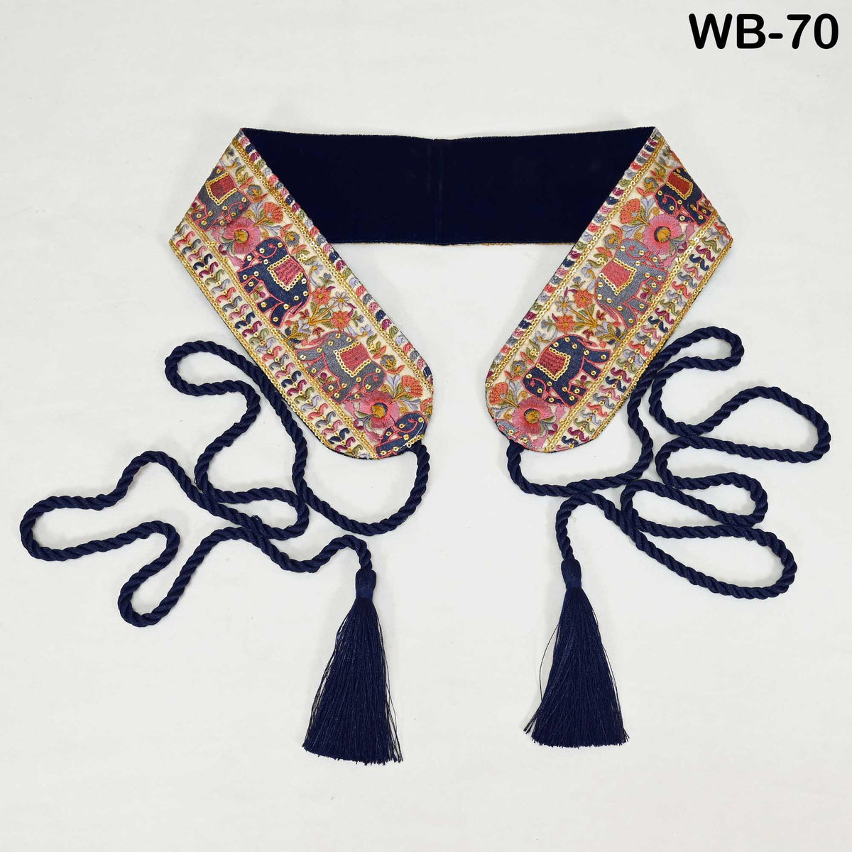 Embroidered Elephant Reversible Belt: Bohemian Ethnic Sash for Dresses (Customizable)