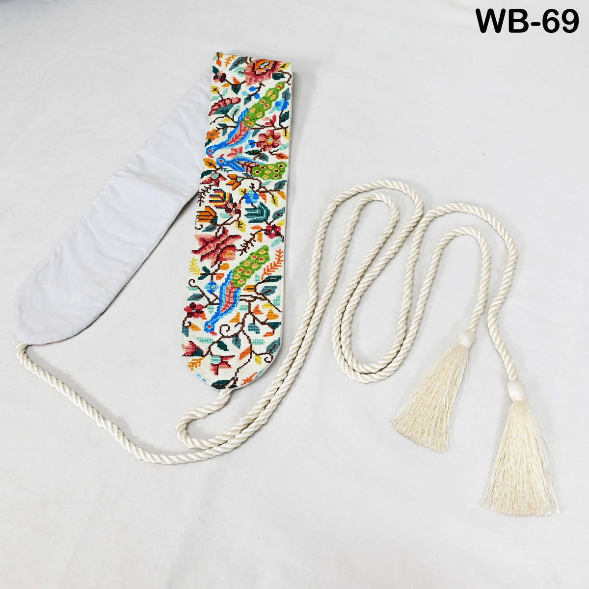 Reversible Embroidered Obi Belt: Bohemian Ethnic Sash with Tassels – Customizable Summer Wedding Accessory