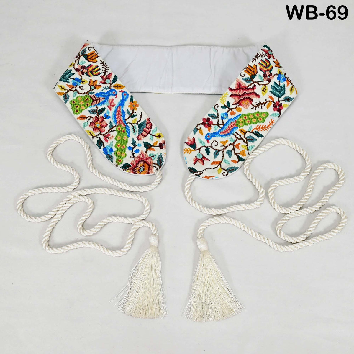 Reversible Embroidered Obi Belt: Bohemian Ethnic Sash with Tassels – Customizable Summer Wedding Accessory