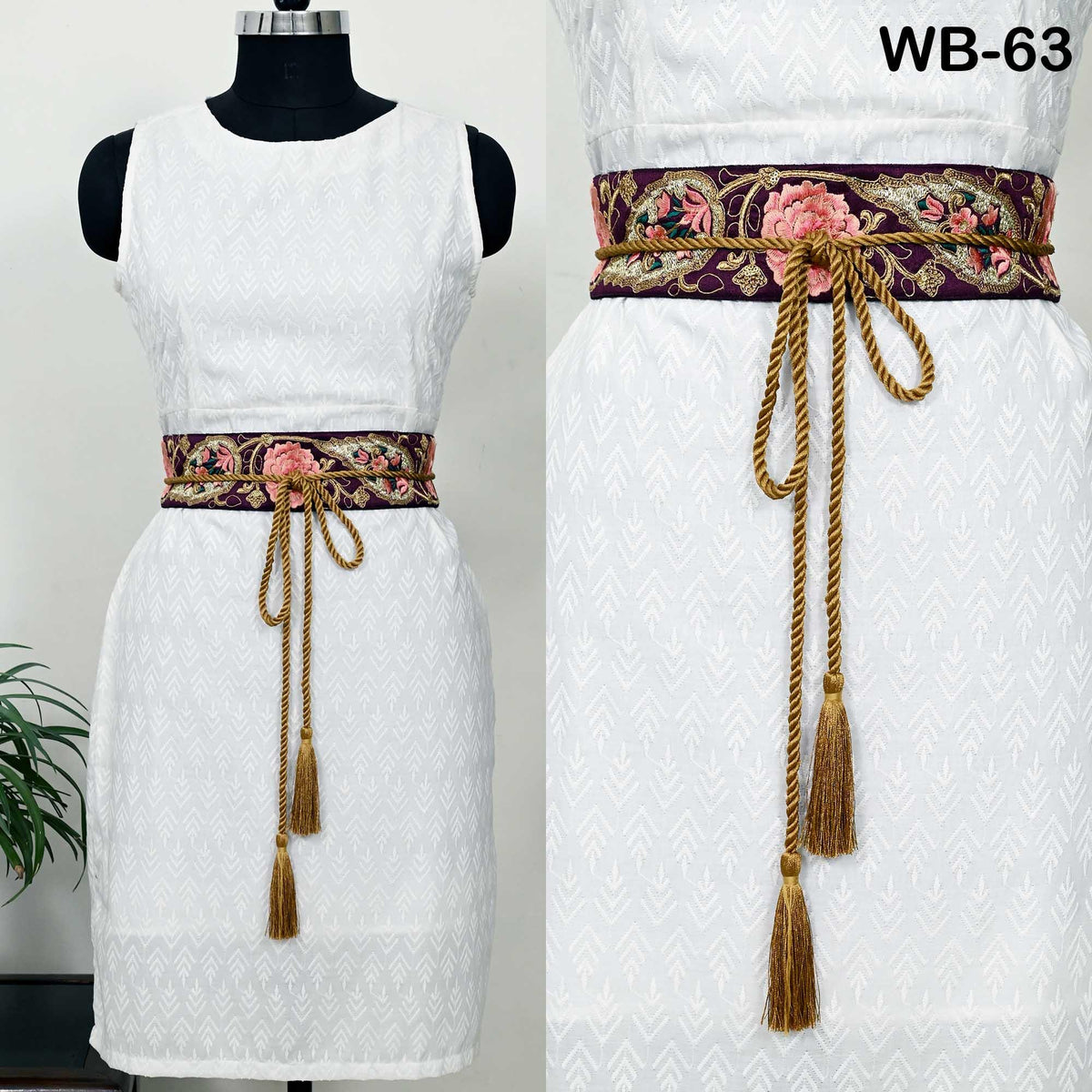 Reversible Embroidery Sash Belt: Bohemian Wedding Dress Accessory (Customizable)