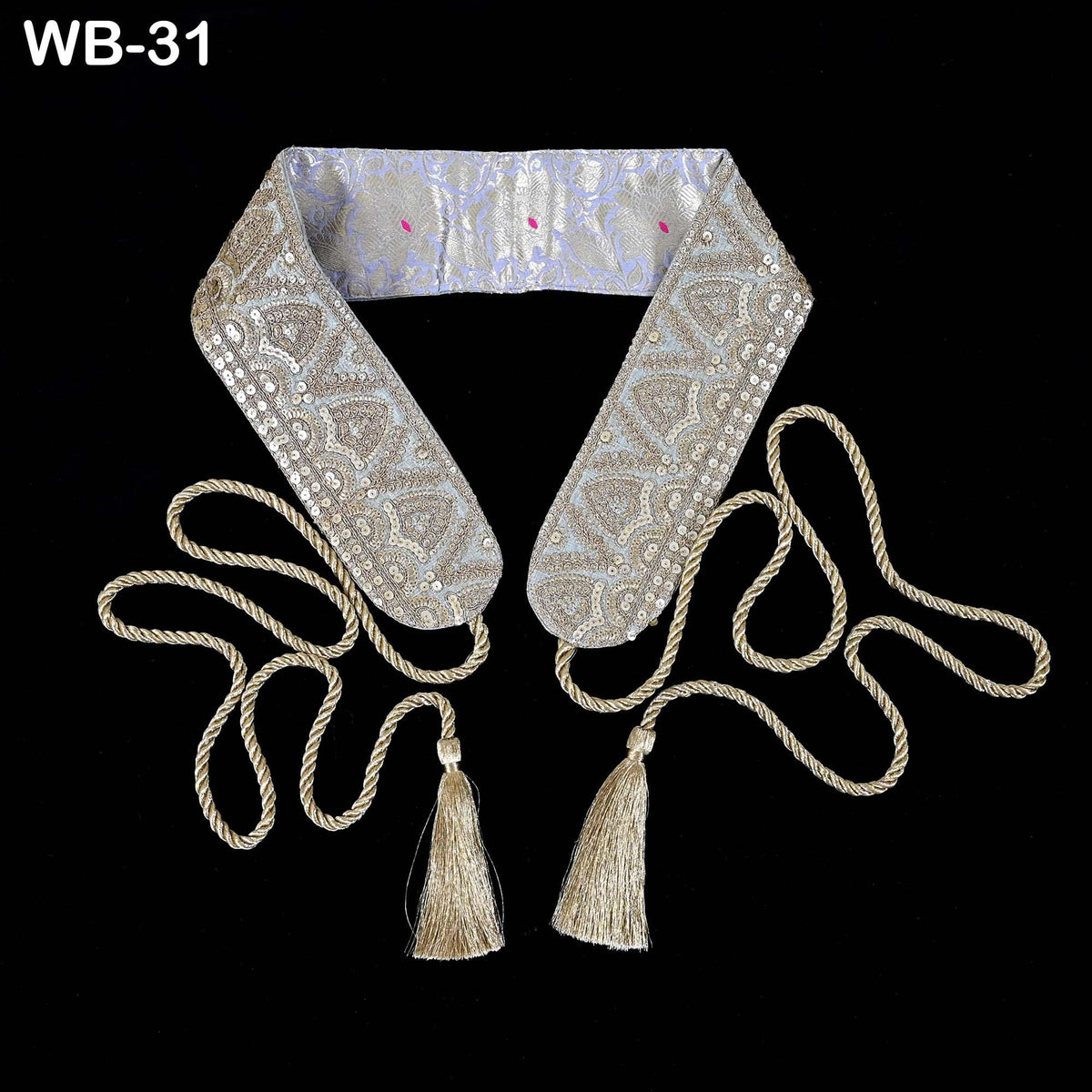 Reversible Embroidery Fabric Belt Gold Obi Wrap Women Sash Belt Adjustable Bohemian Ethnic Customized Summer Wedding Dress Gift Friend Grey