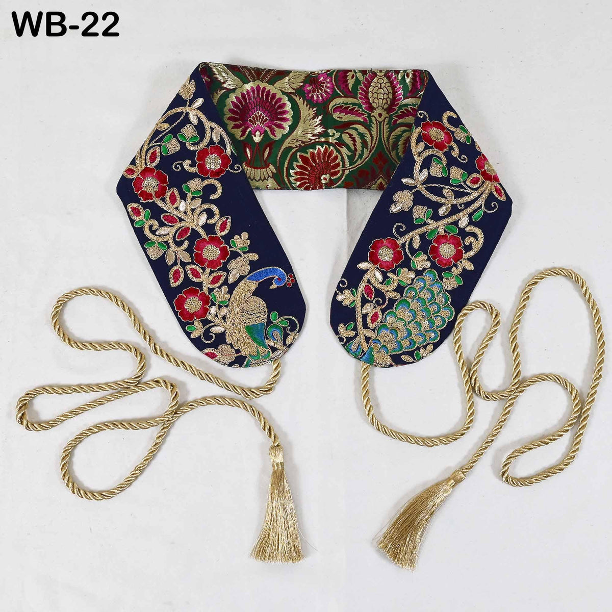 Reversible Embroidered Fabric Belt: Bohemian Ethnic Sash for Dresses (Customizable)