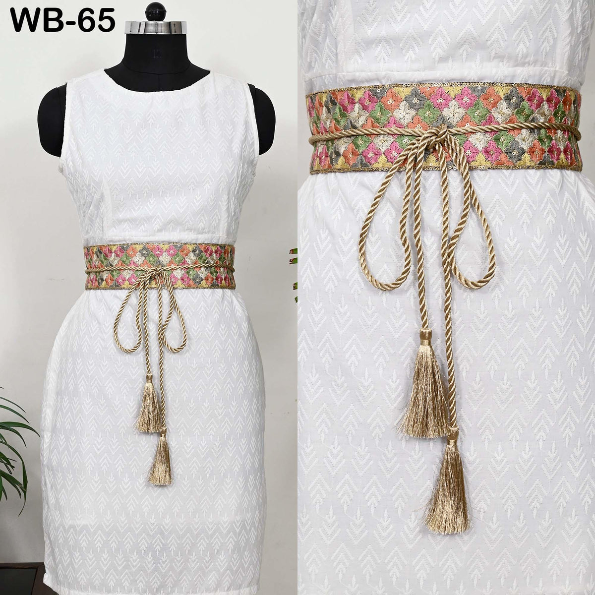 Reversible Embroidered Obi Belt: Multicolor Floral, Pink Velvet | Brocade Back, Adjustable Sash (Customizable)