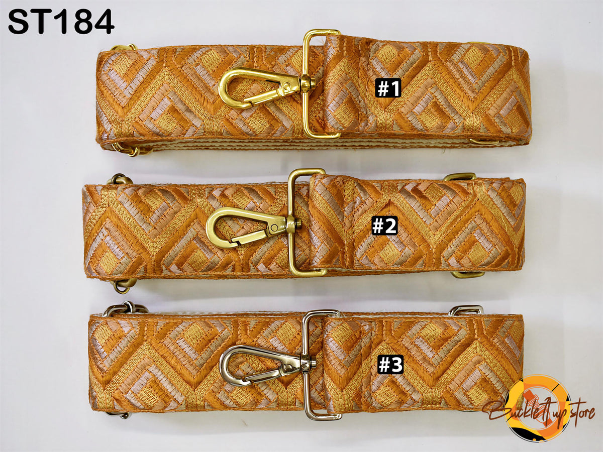 three straps with different patterns and numbers, likely representing different sizes or types of straps.