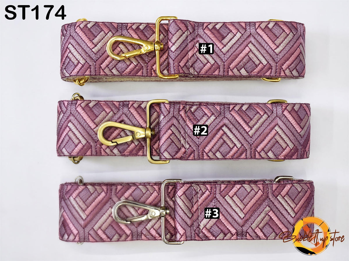 three straps with different patterns and numbers, likely representing different sizes or types of straps.