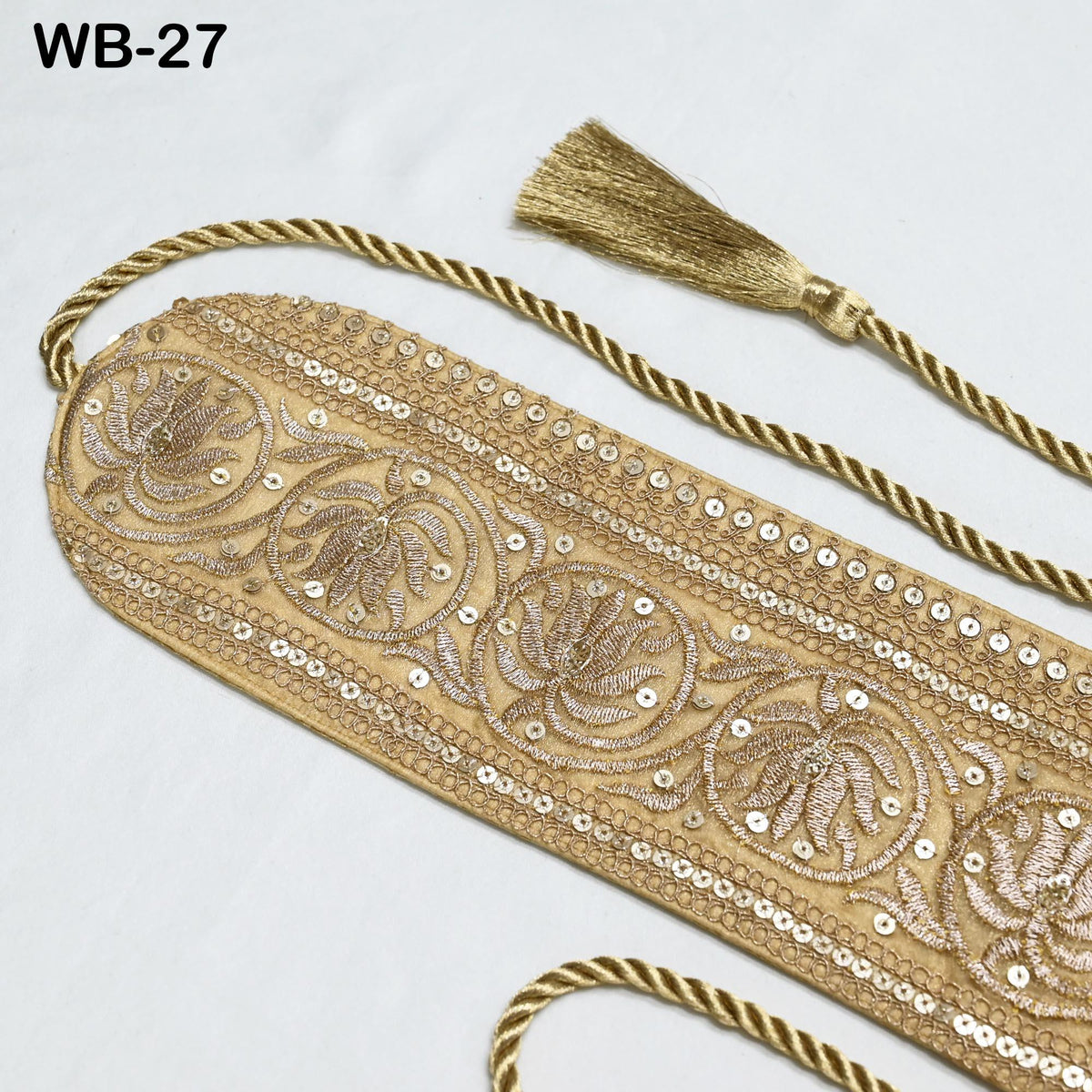 Reversible Embroidery Fabric Belt Gold Obi Wrap Women Sash Belt Adjustable Bohemian Ethnic Customized Summer Wedding Dress Gift Friend Gold