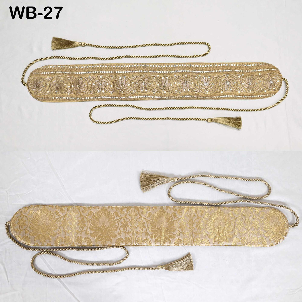 Reversible Embroidery Fabric Belt Gold Obi Wrap Women Sash Belt Adjustable Bohemian Ethnic Customized Summer Wedding Dress Gift Friend Gold