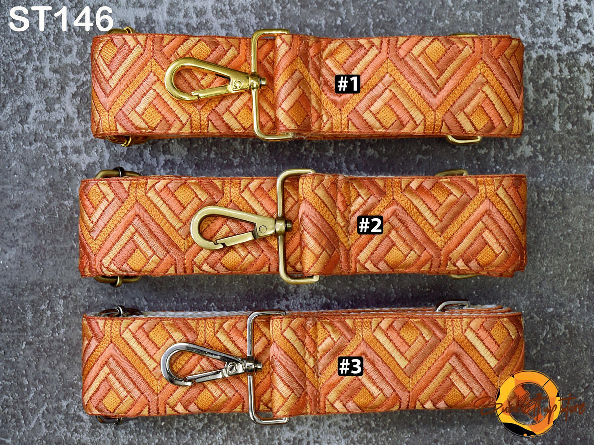 three straps with different patterns and numbers, likely representing different sizes or types of straps.
